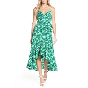 Eliza J Floral Faux Wrap Dress with Ruffle Detail